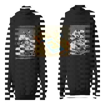 猫 遊ぶ 麻雀 面白いプレーヤー 文字付き スウェットシャツ - Kawaiitshirt