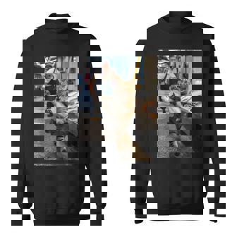 猫が魚市場を盗む冒険ファニーアートミーム スウェットシャツ - Kawaiitshirt