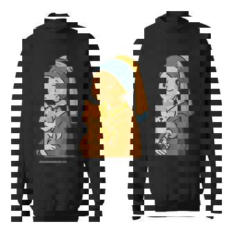 真珠の耳飾りの少女 柴犬 子柴 名画 いぬ イラスト かわいい 犬好き おもしろ 面白い スウェットシャツ - Kawaiitshirt