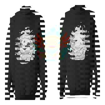 笑顔のaxolotl カワイイかわいい水中漫画 スウェットシャツ - Kawaiitshirt