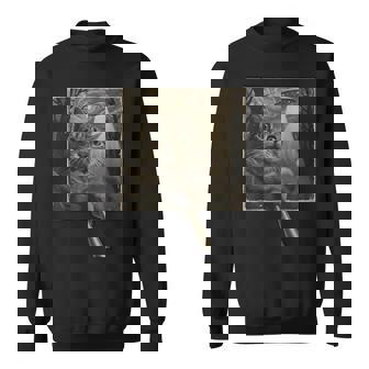 面白いsf自撮り猫とエイリアンビジターの不気味な瞬間。 スウェットシャツ - Kawaiitshirt