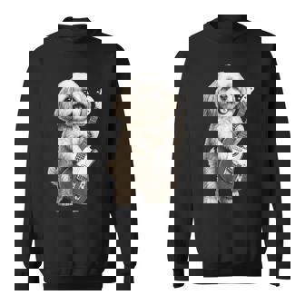 面白いtシャツ シーズー 犬 ギター イヌ メンズ 犬好き グッズ かわいい おもしろ 面白い 服 ネタ スウェットシャツ - Kawaiitshirt