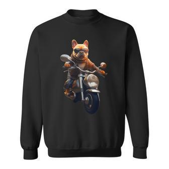 面白いtシャツ フレンチブルドッグ バイク イヌ メンズ 犬好き グッズ おもしろ 面白い 服 ネタ 長袖tシャツ スウェットシャツ - Kawaiitshirt
