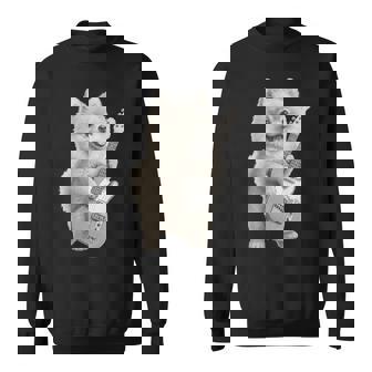面白いtシャツ ポメラニアン 犬 ギター イヌ メンズ 犬好き グッズ かわいい おもしろ 面白い 服 ネタ 長袖tシャツ スウェットシャツ - Kawaiitshirt