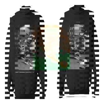 面白い猫 子猫 プールゲーム ビリヤード愛好家 アートデザイン スウェットシャツ - Kawaiitshirt