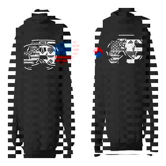 韓国アメリカン プライド サングラス 韓国国旗 アメリカ国旗 スウェットシャツ - Kawaiitshirt