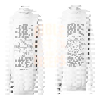 Bible & Biceps Gym Christian Workout Dumbbell Cross Barbell Sweatshirt Unisex | Mazezy