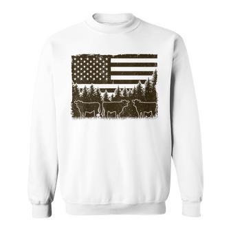 Black Angus Cow 4Th Of July Usa Patriotic Cattle Farmer Sweatshirt - Thegiftio UK