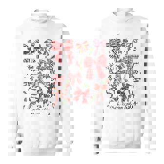 Bow And Holly Christmas Coquette Girly Aesthetic Sweatshirt | Seseable FR
