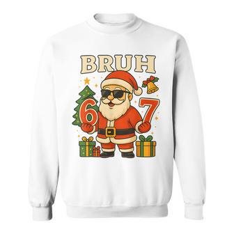 Bruh 67 Six Seven 6 7 Meme Christmas Santa Pajamas Sweatshirt - Thegiftio UK