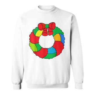 Building Bricks Christmas Patchwork Wreath Brickmas Builder Sweatshirt - Thegiftio UK