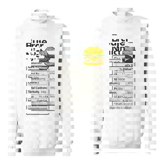 Burger Lover Night Nutrition Facts Costume For Food Sweatshirt | Seseable CA