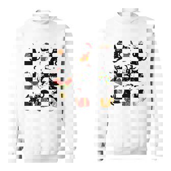 Cat Christmas Light Reindeer Santa Christmas Cat Sweatshirt - Seseable
