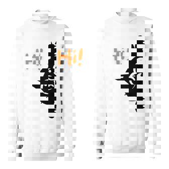 Cat Climbing Wall Says Hi Kitten Lover Premium Sweatshirt Unisex | Mazezy