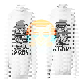 Cat Daddy Sunglasses Sunset Retro Fur Dad Papa Kitten Men Sweatshirt Unisex | Mazezy