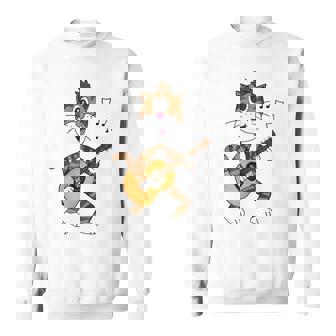 Cat Playing Acoustic Guitar Guitarist Music Teacher Sweatshirt Unisex | Mazezy