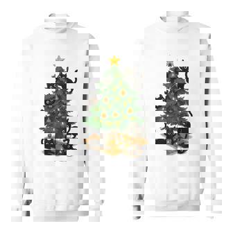 Cats Christmas Tree Lights Holiday Merry Xmas Sweatshirt Unisex | Mazezy