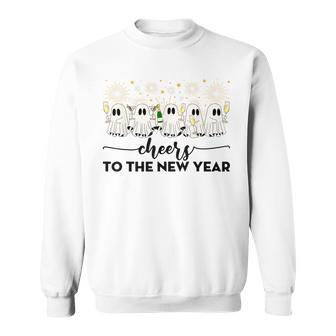 Cheers To The New Year Ghosts Drinking Champagne Nye 2026 Sweatshirt - Thegiftio UK