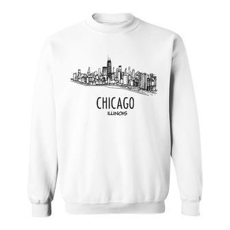 Chicago Illinois Skyline Buildings Architecture Souvenir Sweatshirt Unisex | Mazezy