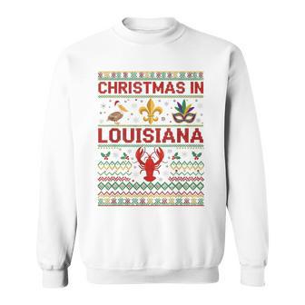 Christmas In Louisiana Cajun Holiday Crawfish Art Sweatshirt Unisex | Mazezy