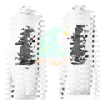 Christmas Tree And Cat Cute Christmas Cat Lover Sweatshirt - Monsterry
