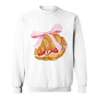 Croissant À La Fraise Avec Nœud Rose Et Coquette Sweater e - Cadeauxyz