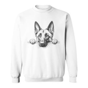 Cute Belgian Malinois Peeking For Dog Owner Sweatshirt - Thegiftio