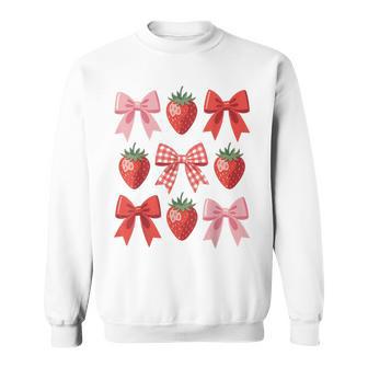 Cute Bow Coquette Strawberry Festival Cottagecore Aesthetic Sweatshirt - Thegiftio UK