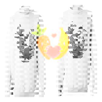 Cute Carrot And Banana Vegan Valentine Couple Sweatshirt Unisex | Mazezy