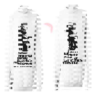 Cute Cat Santa Hat Pun Meowy Christmas Sweatshirt | Mazezy