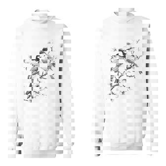 Cute Chickadee Blossoms Black-Capped Chickadees Sweatshirt | Mazezy