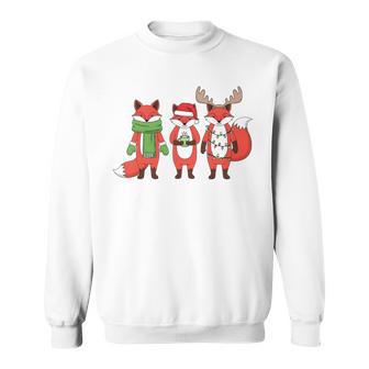 Cute Christmas Foxes Holiday Lights Antlers Sweatshirt - Thegiftio UK