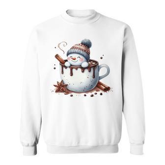 Cute Christmas Hot Chocolate Snowman Sweatshirt - Monsterry