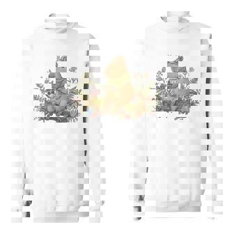 Cute Cottagecore Capybara Tea And Snail Forest Mushroom Sweatshirt Unisex | Mazezy