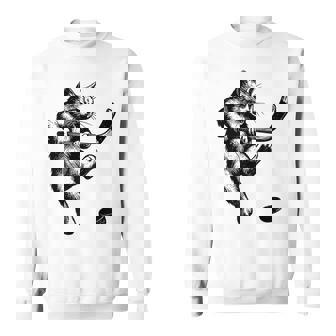 Cute Kitten Playing Ice Hockey Stick Puck Ice Hockey Cat Sweatshirt Unisex | Mazezy