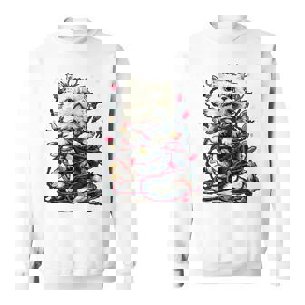 Cute Persian Cat With Christmas Lights Snowy Kitten Winter Sweatshirt - Seseable