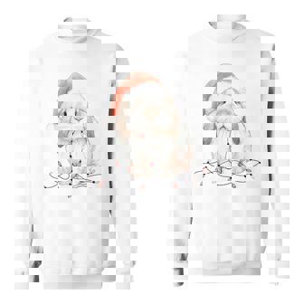 Cute Rabbit Bunny Lop Chew Christmas Light Xmas Watercolor Sweatshirt | Mazezy