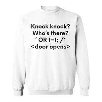 Divertida Hacker Hacker Inyección Knock Knock Camisa de entrenamiento - Regaloses