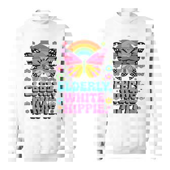 Elderly Hippie Retro Vibe Butterfly Vintage 70s Groovy Sweatshirt Unisex | Mazezy