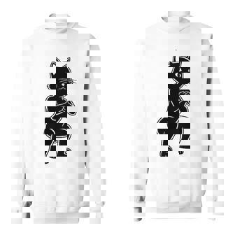 Entrenamiento Negro Gato Bolsillo Impresión Gimnasio Entrenamiento Fitness Camisa de entrenamiento - Regaloses