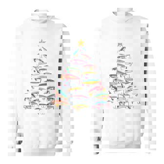 Fishing Christmas Tree Lights Lures Holiday Fisherman Humor Sweatshirt Unisex | Mazezy