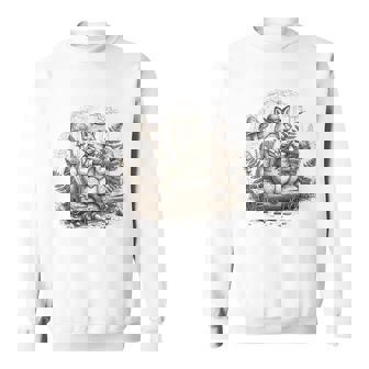 Fox Playing Violin In Forest With Mushrooms Sweatshirt Unisex | Mazezy