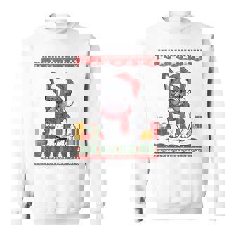 French Bulldog Santa Hat Frenchie Dog Ugly Christmas Sweater Sweatshirt - Monsterry