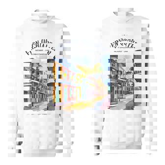 French Quarter New Orleans Louisiana Vintage Watercolor Sweatshirt Unisex | Mazezy