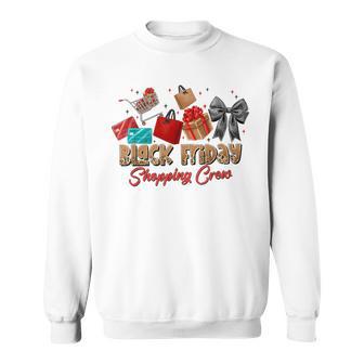 Friday Shopping Crew Coquette Bow Leopard Christmas Black Sweatshirt - Thegiftio UK