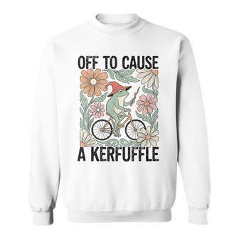 Frog Wizard Riding Bike Off To Cause A Kerfuffle Sweatshirt - Thegiftio