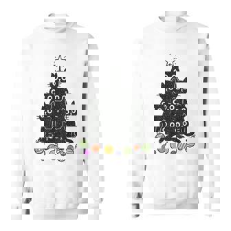 Black Cat Christmas Tree Cats Lover Meow Xmas Holiday Sweatshirt | Seseable FR