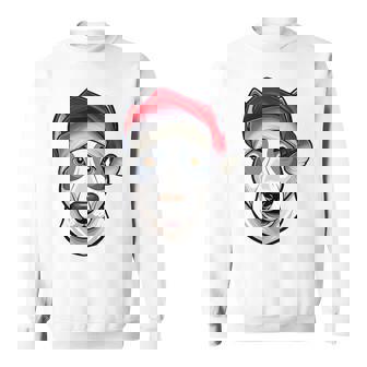 Santa Hat Xmas Pajamas Bull Terrier Dog Christmas Tri-Blend Sweatshirt | Mazezy