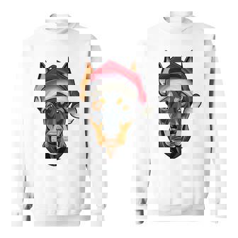 Santa Hat Xmas Pajamas Doberman Pinscher Dog Christmas Tri-Blend Sweatshirt | Mazezy