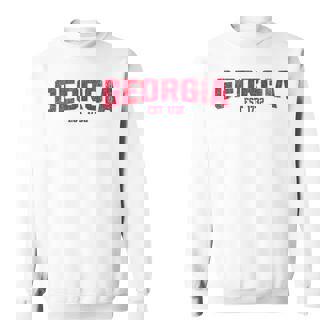 Georgia Ga Vintage Athletic Red Text Sports Sweatshirt | Mazezy